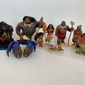 Disney Moana Action Figure Set - Brown, Tan, White, Black, Blue, Pink